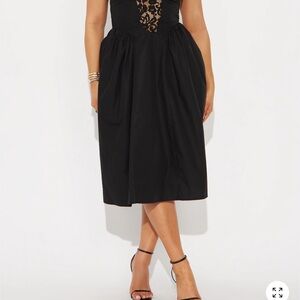 Fashion Nova Black Lace Midi Dress